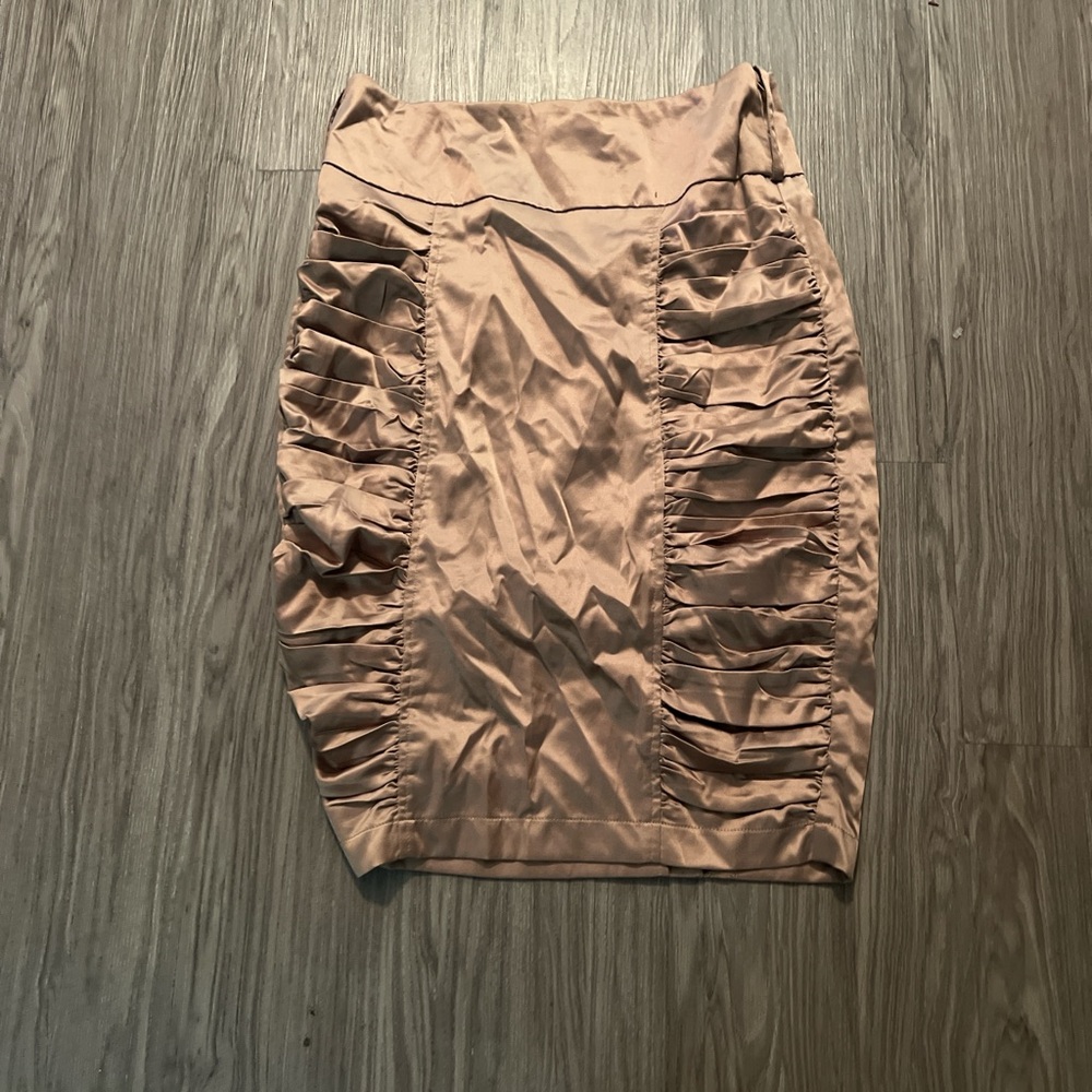 Elegant Tan Ruched Skirt